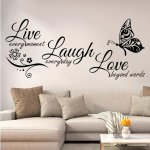Livelove Butterfly Vinyl Wall Decal - Removable Creative English Lettering For Living Room Bedroom Hallway & Kids' Room Decor