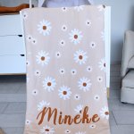 Fleece Blanket Plain Rusty Beige Daisy Set