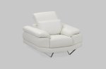 Dennis Sofa Armchair In White Leather.