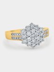 Yellow Gold 0.90CT Diamond Womens Cluster Ring