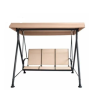 Outdoor 3-SEATER Patio Swing Chair With Canopy Beige Steel Frame