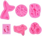 6 Pcs Mermaid Silicone Mold Marine Fondant Silicone Mold Chocolate Mold Silicone Chocolate Mould 6