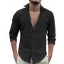 Men's Long Sleeve Cotton Linen Shirt Button Down Casual Shirts Summer Beach