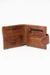 Genuine Leather Bi Fold Stitch Detail Wallet With Coin Pouch Credit Card Holder Dark Brown