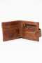 Genuine Leather Bi Fold Stitch Detail Wallet With Coin Pouch Credit Card Holder Dark Brown