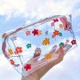 Large Capacity Transparent Pvc Makeup Bag With Zipper - Portable Travel Cosmetic Organizer Colorful Floral Design