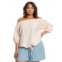 Donnay Plus Size Woven Off Shoulder Anglaise Top - Dusty Pink