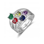 NJ500-CRI103857 Sterling Silver Personalized Names & Birthstones Ring