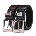Men's Belt 120CM Men's Cowhide Pin Buckle Belt Genuine Leather Waist Belts