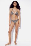 Push-up Triangle Bikini Top - Black & Beige Floral
