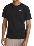 Reebok Men's Embroidery Short Sleeve Crewneck T-Shirt Standard Fit Lightweight Cotton-poly Fabric Black stark White Medium