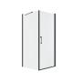 Remix Shower Door Semi Frameless Pivot And Panel Black With Clear GLASSW90CMXD90CMXH195CM