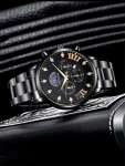 1PC Men Round Pointer Date Quartz Watch & 1PC Bracelet
