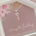 SS98 - 925 Sterling Silver Cz Key Necklace 21ST Birthday