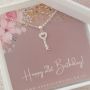 SS98 - 925 Sterling Silver Cz Key Necklace 21ST Birthday