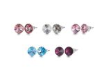 Cde 5 Pair Lea 925 Sterling Silver Earring Set With Swarovski Crystals