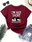 Cute Penguin Crew Neck Short Sleeve T-Shirt Casual Loose Summer Comfy T-Shirt Women's Clothing