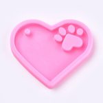 Pink Silicone Mold Heart With Paw Footprint 85X100X10MM
