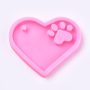 Pink Silicone Mold Heart With Paw Footprint 85X100X10MM