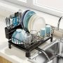 1PC Dish Rack Countertop Single Layer Dish Drying Rack Large Capacity Compact Dish Drainer With Utensil Holder And Drain Spout For Kitchen Countertop And