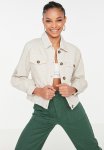 Button Detailed Denim Jacket - Ecru