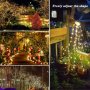 Solac Solar Fairy Lights 32.0METER 300 LED 100LED-12.19METER Outdoor Twinkle Lights With 8 Modes Waterproof Silvery Wire String Lights For Garden Patio Party Wedding Decorations