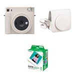 Fujifilm Instax Square SQ1 Instant Film And Case Bundle Chalk White