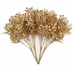 Pasyou Gold Artificial Plants Christmas Decorations Golden Fake Flowers Bouquet Leaves Faux Foliage Home Garden Indoor Outdoor P
