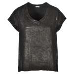 Two Textured Linen Mix Shimmer Top - Black L xl