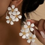 Exaggerated Flower Design Stud Earrings Iron Jewelry Elegant Sexy Style Personality Female Ear Ornaments