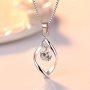 Exquisite Silver Plated White Hollow Teardrop Pendant Necklace For Women Elegant Bridal Engagement Wedding Necklace Jewelry