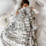 Pebble Mink Faux Fur Blanket Glacier