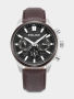 Rangy Stainless Steel Black Dial Brown Leather Chronograph Watch