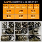 100/245PCS High Pressure Hydraulic Rubber Oil Pipe Seal Gasket Nbr Metal Seal Ring Assortment Kits Oil Pipe Seal Ring Rubber Gas