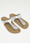 Birkenstock Gizeh Sfb Metallic Leather Narrow - Metallic Silver