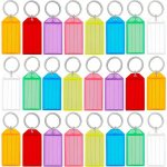 8 16 24PCS Key Tag Plastic Keychain Tag Clear Cover And Separation Ring Sturdy Item Identifier 8 Colors