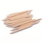 20PCS Nail Art Orange Wood Stick Cuticle Pusher Remover Pedicure Tool Double Ended Sticks For Manicure