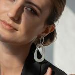Marisol Drop Link Acrylic Earrings - White Acrylic