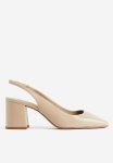 Block-heeled Slingbacks - Beige