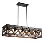 Roarke Wood And Metal Chandelier Light Dark Brown