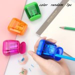 1PC Sleek Dual-slot Pencil Sharpener With Cover - Durable Pvc Battery-free Essential Office Supply Battery Pencil Sharpener Mult