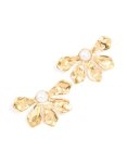 Waterproof Gold Plated Stainless Steel Pearl Half Flower Stud Earrings