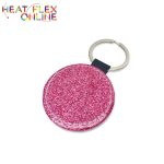 Sublimation Pu Glitter Round Keyring – Pink 50MM