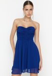 Ruched Bodice Dress - Navy