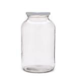 2 Litre Clear Glass Catering Jar With White Metal Lid 82MM Twist