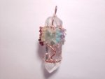 Clear Quartz & Chakra Wire Wrapped Gemtree Pendant Large