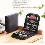 Portable Sewing Kit - Home Travel Sewing Tool & Repair Kit With Scissors Thread Needles Tape Measure Buttons & More - Compact Bl