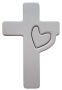 Christian Cross With Heart Shape Insert - Pine