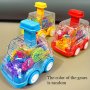 Children Cartoon Transparent Gear Toy Car Educational Pull Back Car Model Boy And Girl Christmas Halloween Thanksgiving Birthday Gift ( Gear Color Is Random)