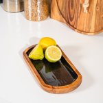 Acacia Wood Oblong With Enamel Server Dusk